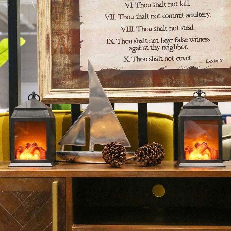 DECANIT Fireplace Lantern and Battery Operated USB Operated 6 Hour Timer Included Tabletop Fireplace Lantern Indoor/Outdoor Fireplace Lamp (1 Pack House Shape No Heater Function Size:6.3x5.5x12 Inch) - Image 5